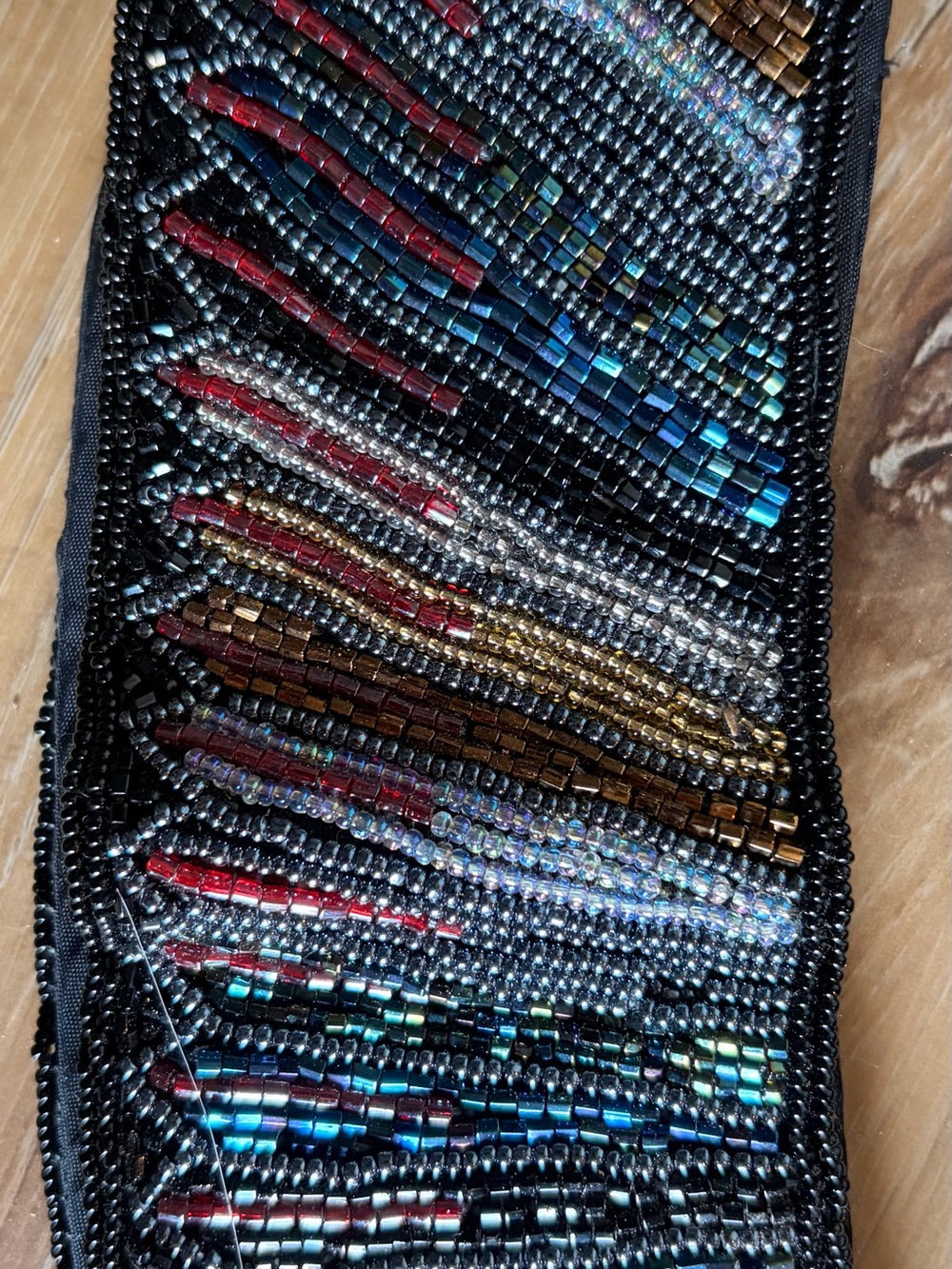 Vintage 80s Multicolor Beaded Geometric Statement Belt Wide Waist Belt